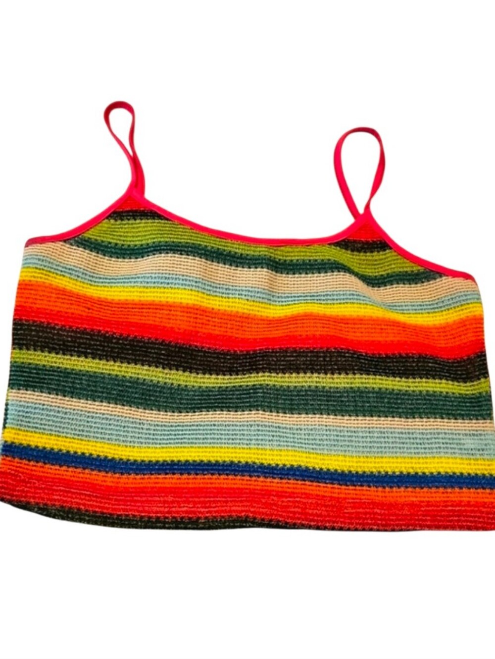 SHEIN Rainbow Striped Crochet Crop Top Large
